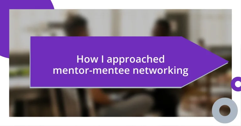 How I approached mentor-mentee networking