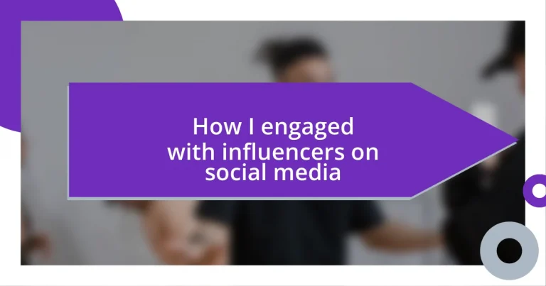 How I engaged with influencers on social media