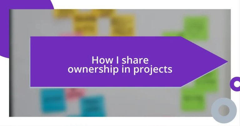 How I share ownership in projects