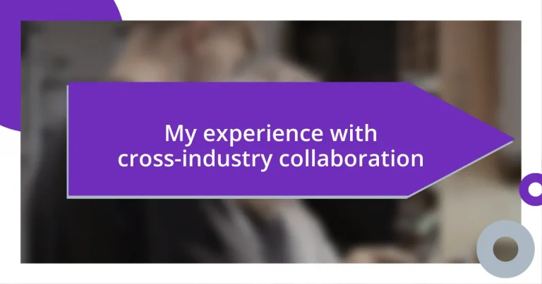 My experience with cross-industry collaboration