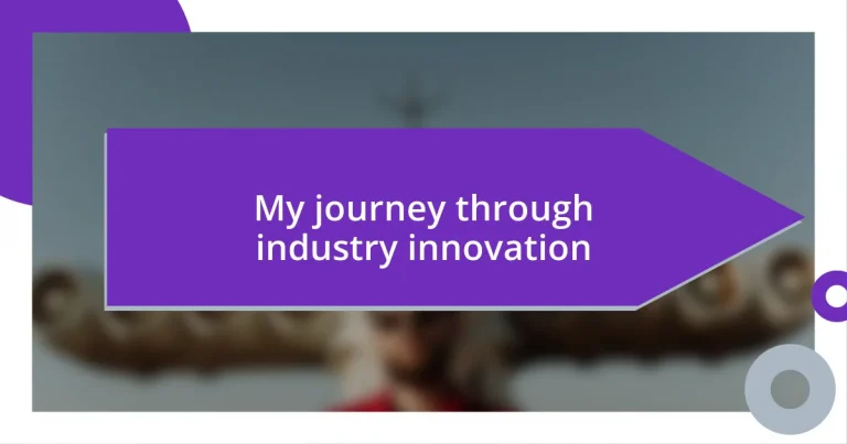 My journey through industry innovation